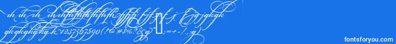 BickhamScriptAltTwo-Schriftart – Weiße Schriften auf blauem Hintergrund