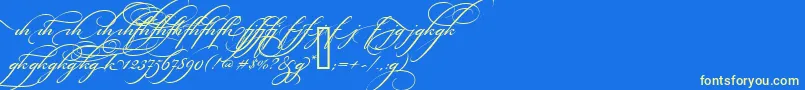 BickhamScriptAltTwo Font – Yellow Fonts on Blue Background