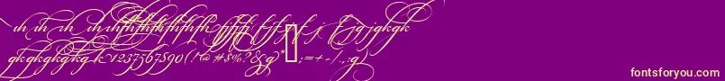 BickhamScriptAltTwo Font – Yellow Fonts on Purple Background