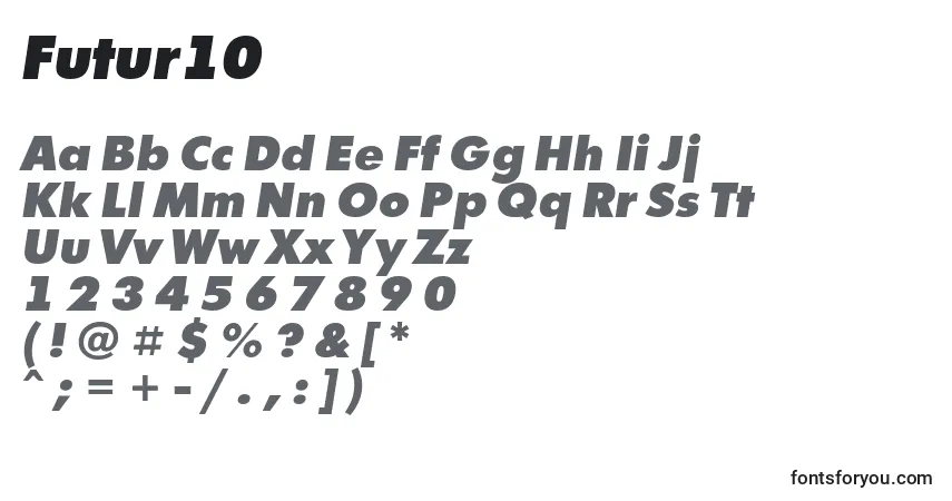 Schriftart Futur10 – Alphabet, Zahlen, spezielle Symbole