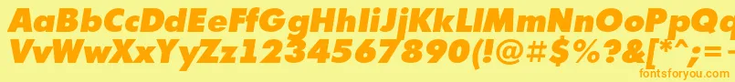 フォントFutur10 – オレンジの文字が黄色の背景にあります。