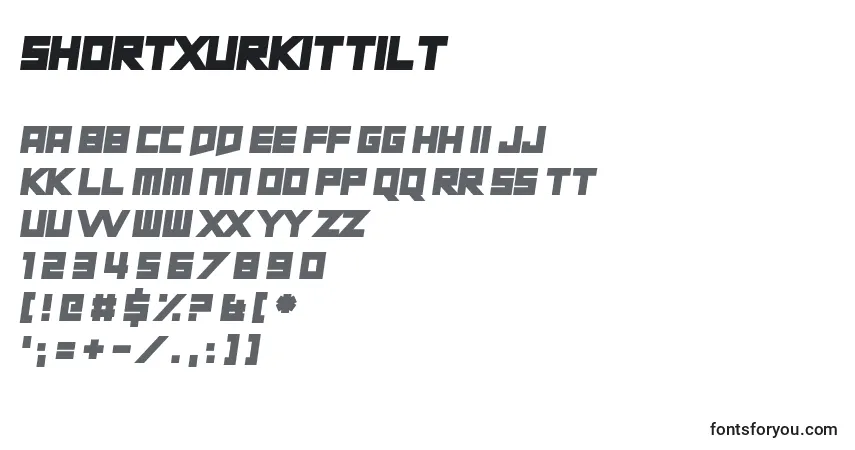 ShortXurkitTilt-fontti – aakkoset, numerot, erikoismerkit