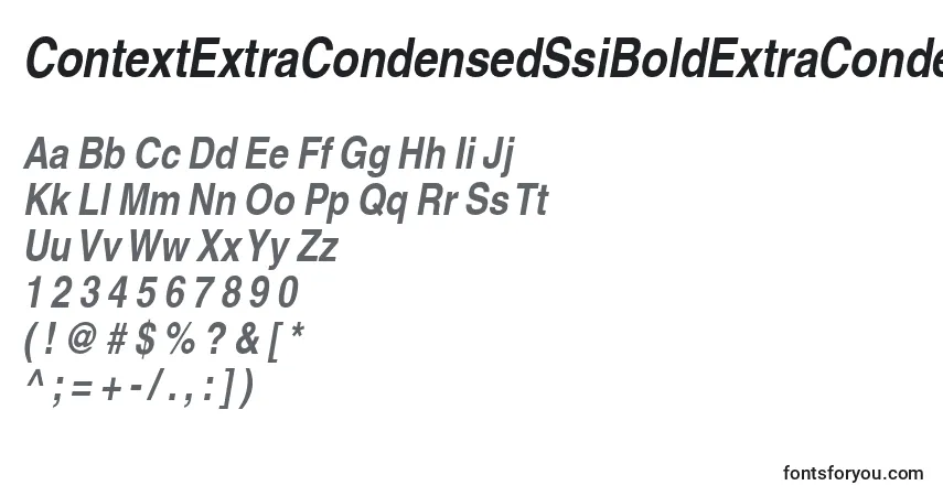 ContextExtraCondensedSsiBoldExtraCondensedItalic-fontti – aakkoset, numerot, erikoismerkit