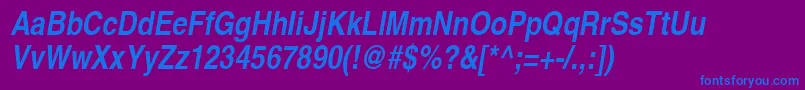 フォントContextExtraCondensedSsiBoldExtraCondensedItalic – 紫色の背景に青い文字