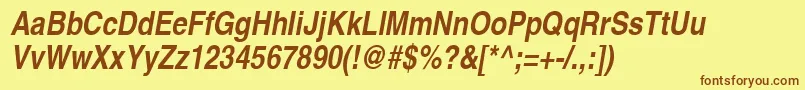 ContextExtraCondensedSsiBoldExtraCondensedItalic Font – Brown Fonts on Yellow Background