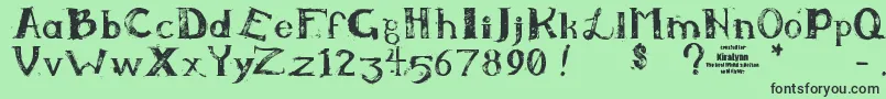 Kiralynn-fontti – mustat fontit vihreällä taustalla