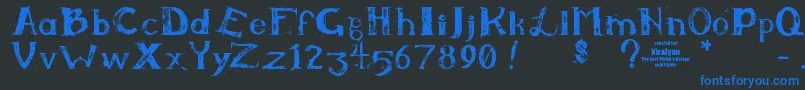 フォントKiralynn – 黒い背景に青い文字
