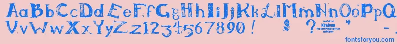 Fonte Kiralynn – fontes azuis em um fundo rosa