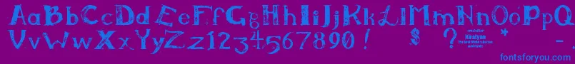 Fonte Kiralynn – fontes azuis em um fundo violeta