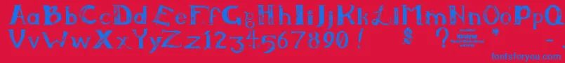 フォントKiralynn – 赤い背景に青い文字