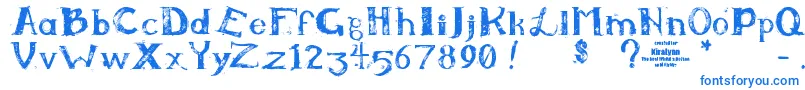 Kiralynn-Schriftart – Blaue Schriften auf weißem Hintergrund