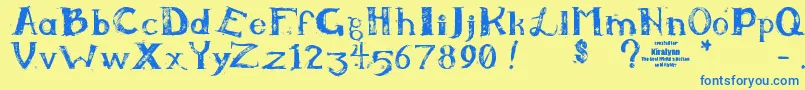 Kiralynn Font – Blue Fonts on Yellow Background