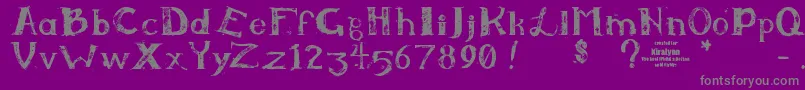 Kiralynn-fontti – harmaat kirjasimet violetilla taustalla