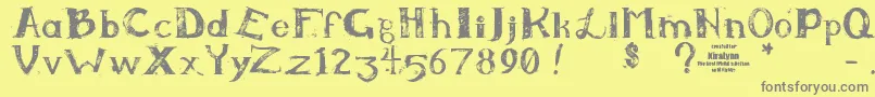 フォントKiralynn – 黄色の背景に灰色の文字