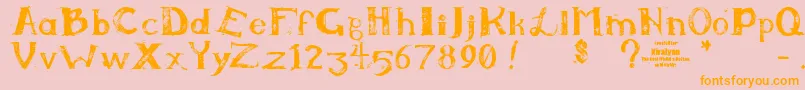 フォントKiralynn – オレンジの文字がピンクの背景にあります。