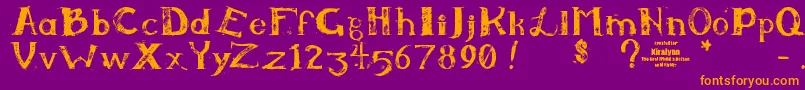 Kiralynn-fontti – oranssit fontit violetilla taustalla