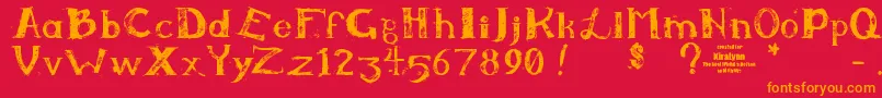 Kiralynn-fontti – oranssit fontit punaisella taustalla
