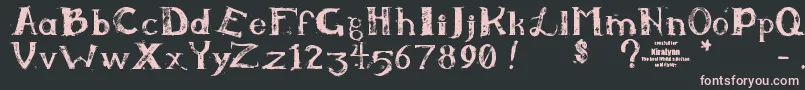 Kiralynn-fontti – vaaleanpunaiset fontit mustalla taustalla