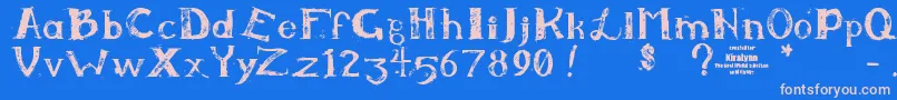 Kiralynn-fontti – vaaleanpunaiset fontit sinisellä taustalla