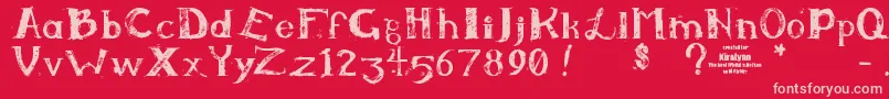 Kiralynn-Schriftart – Rosa Schriften auf rotem Hintergrund