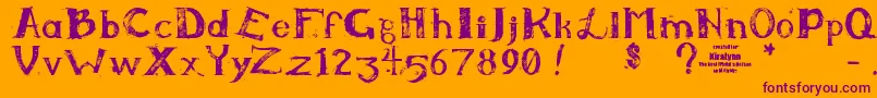 フォントKiralynn – オレンジの背景に紫のフォント