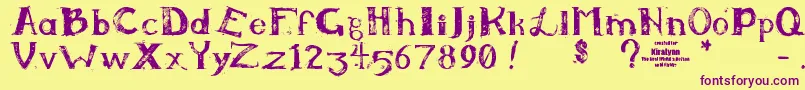 Kiralynn-Schriftart – Violette Schriften auf gelbem Hintergrund