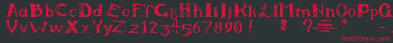 フォントKiralynn – 黒い背景に赤い文字