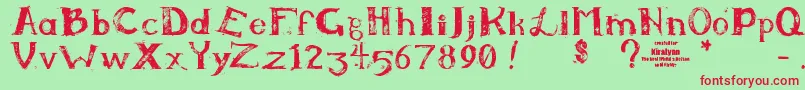 Kiralynn Font – Red Fonts on Green Background