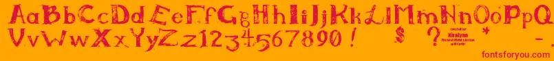 フォントKiralynn – オレンジの背景に赤い文字