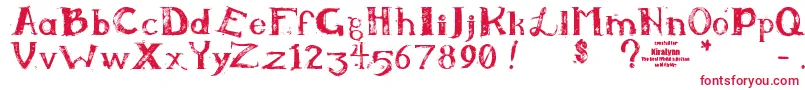 フォントKiralynn – 白い背景に赤い文字