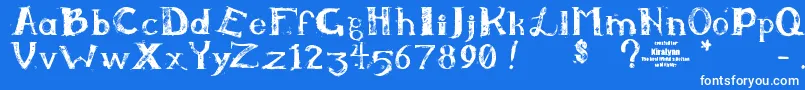 フォントKiralynn – 青い背景に白い文字