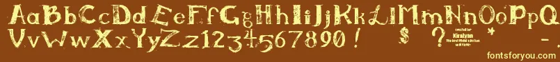 Kiralynn-fontti – keltaiset fontit ruskealla taustalla