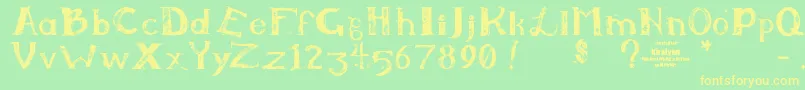Kiralynn Font – Yellow Fonts on Green Background