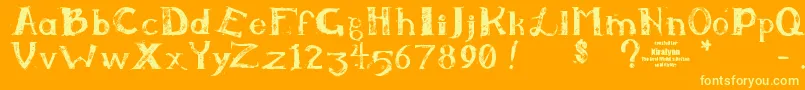 Шрифт Kiralynn – жёлтые шрифты на оранжевом фоне