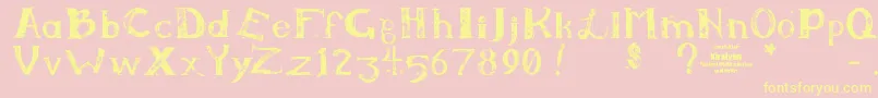 Kiralynn-fontti – keltaiset fontit vaaleanpunaisella taustalla