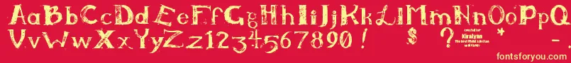 Kiralynn-Schriftart – Gelbe Schriften auf rotem Hintergrund
