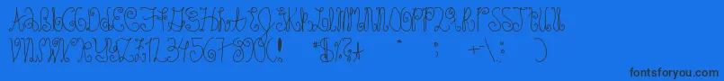 Schosszeit-Schriftart – Schwarze Schriften auf blauem Hintergrund