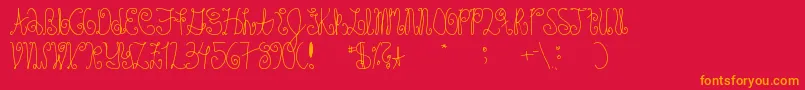 Schosszeit-Schriftart – Orangefarbene Schriften auf rotem Hintergrund