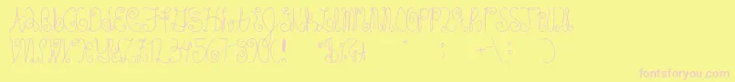 Schosszeit-Schriftart – Rosa Schriften auf gelbem Hintergrund