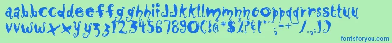 フォントClosm – 青い文字は緑の背景です。
