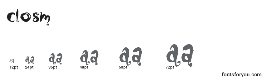 Closm Font Sizes