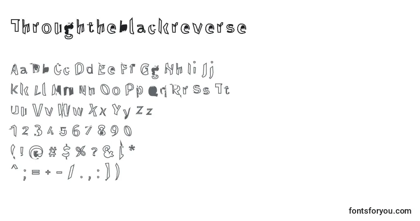Czcionka Throughtheblackreverse – alfabet, cyfry, specjalne znaki