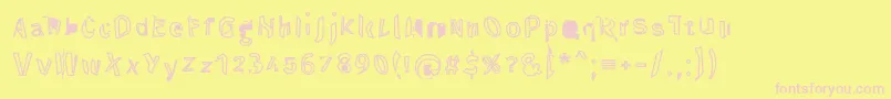 Throughtheblackreverse-fontti – vaaleanpunaiset fontit keltaisella taustalla