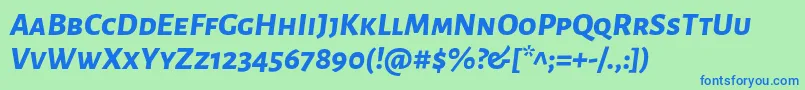 Czcionka AlegreyasansscExtrabolditalic – niebieskie czcionki na zielonym tle