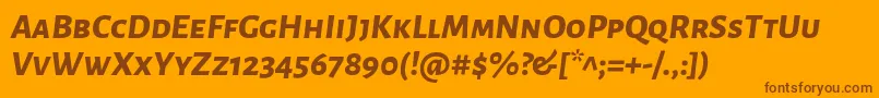 Fonte AlegreyasansscExtrabolditalic – fontes marrons em um fundo laranja