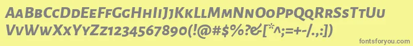 Czcionka AlegreyasansscExtrabolditalic – szare czcionki na żółtym tle