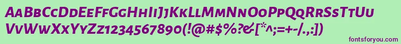 AlegreyasansscExtrabolditalic-Schriftart – Violette Schriften auf grünem Hintergrund