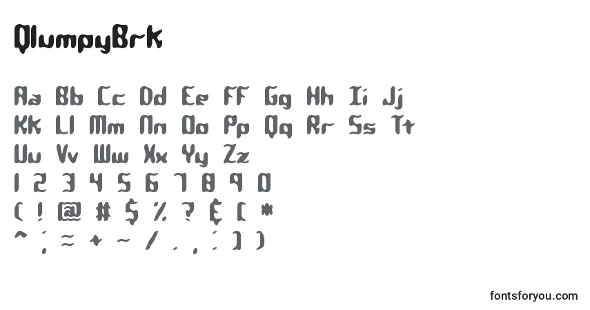 Fuente QlumpyBrk - alfabeto, números, caracteres especiales