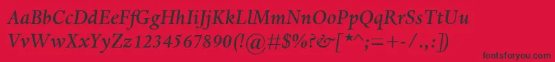 Czcionka DanteMtMediumItalic – czarne czcionki na czerwonym tle