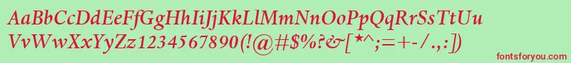 Czcionka DanteMtMediumItalic – czerwone czcionki na zielonym tle